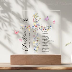 Personalized Baptism Acrylic Plaque for Baby, Baptism Gift Girl, Baby Girl Gift, Godchild Baptism Plaque Dedicated Gift, Nursery Decor Gift