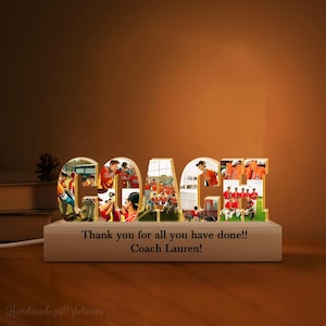 Personalized Coach Photo Collage Night Light, Gift For Coach, Custom Photo Baseball Team Gift, Football Coach Gift, Thank You Coach Gifts