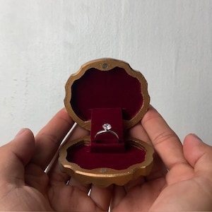 Caja para anillos con capas de oro: recuerdo de conchas marinas para sus preciosos anillos de compromiso