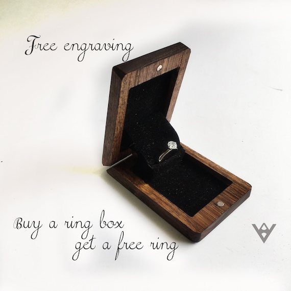 Slim Engagement Ring Box Personalization Jewelry Box Rectangle Ring Box Unique ring box Ring Bearer Box Wooden Ring Box