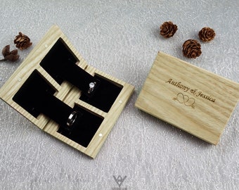Trauring box / Klappring Box / Doppelring Box / Gravur Ring Box / RingTräger Box / Holz Ring Box / Schlanke Ring Box
