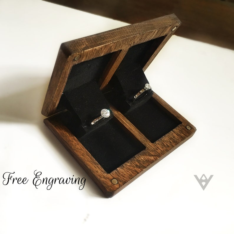 wooden double ring box