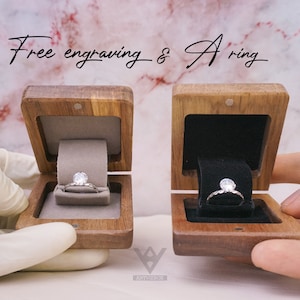 Slim Engagement Ring Box + A Ring - Thin Ring Box - Proposal Ring Box -Unique Ring Box - Flip-Up Ring Box - Anniversary Gift - Love Gift Box