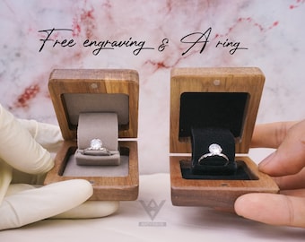 Slim Engagement Ring Box + A Ring - Thin Ring Box - Proposal Ring Box -Unique Ring Box - Flip-Up Ring Box - Anniversary Gift - Love Gift Box