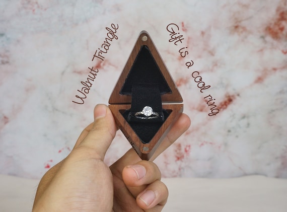 Mini Slim Triangle Ring Box Slim Engagement Ring Box Handcraft