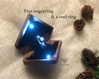 TWIN LIGHT Ring Box - Twist Ring Brace - Unique Ring Box - Noyer Ring Box - Pentagone Ring Box pour l'anneau unique
