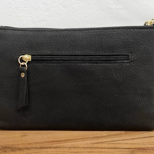 Small Black Leather Purse, Pouch Double Zipper, Wrilest Phone Wallet, Corde Purse, Minimal Pencil Case, Hanging Toiletry Bag