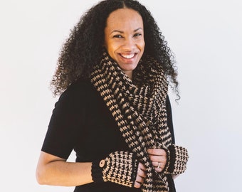 Houndstooth Super Scarf Pattern, Digital Crochet Pattern