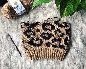 Luxe Leopard Beanie Crochet Pattern, worsted weight - Newborn to Adult