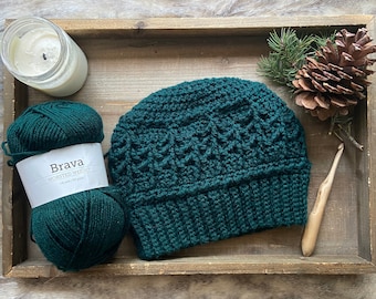 Rustic Pines Beanie Pattern, Crochet Pattern