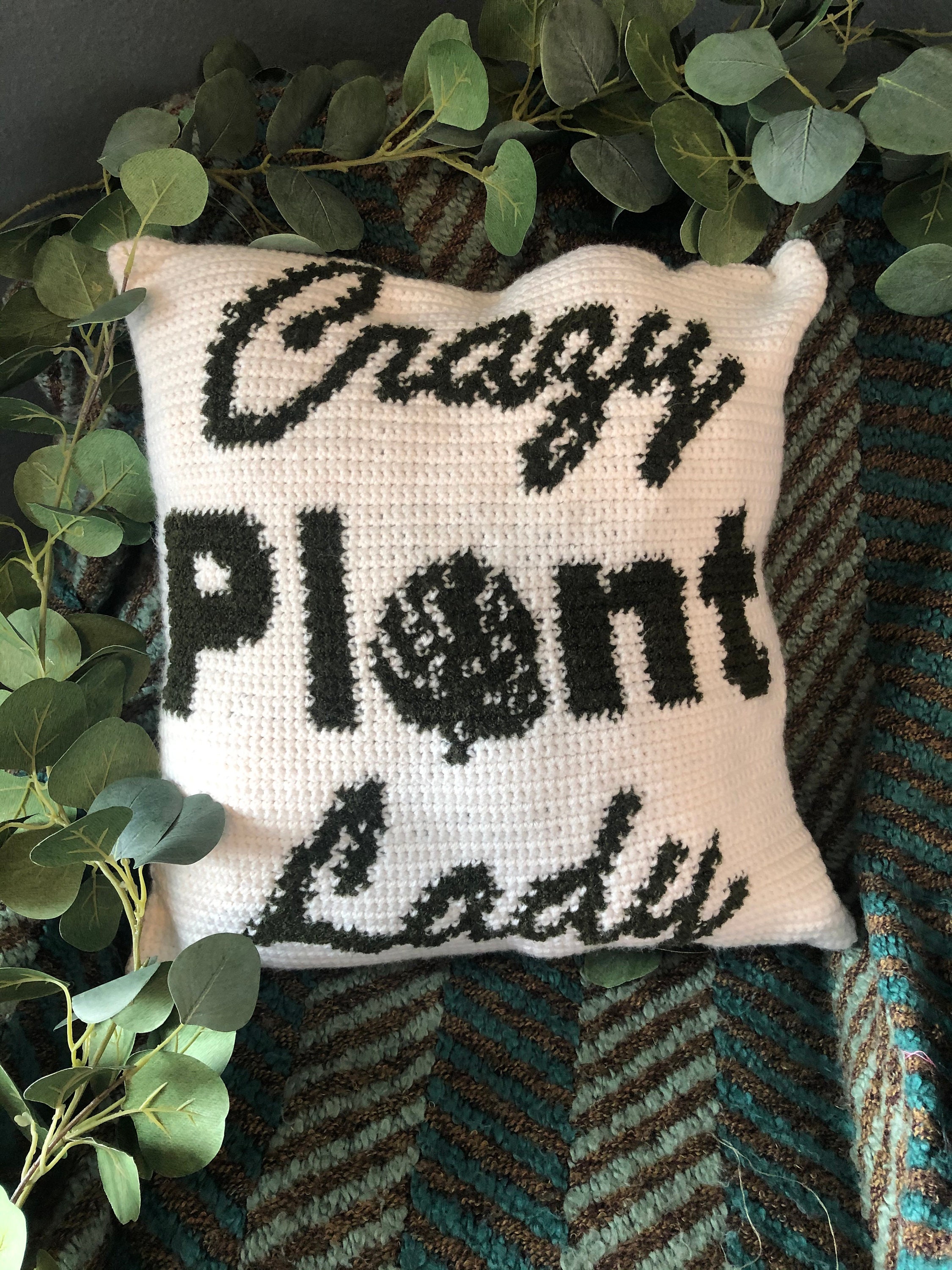 Crazy Plant Lady Pillow: Tapestry Crochet Pattern - Crafting for Weeks