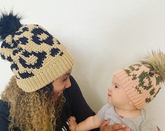 Luxe Leopard Beanie Pattern, Bulky weight, Crochet Pattern - Newborn to Adult