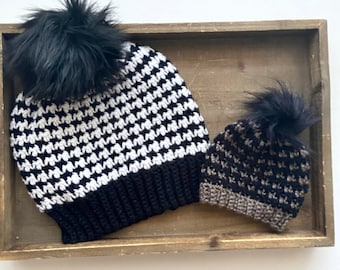 Houndstooth Slouch Hat - Crochet Pattern