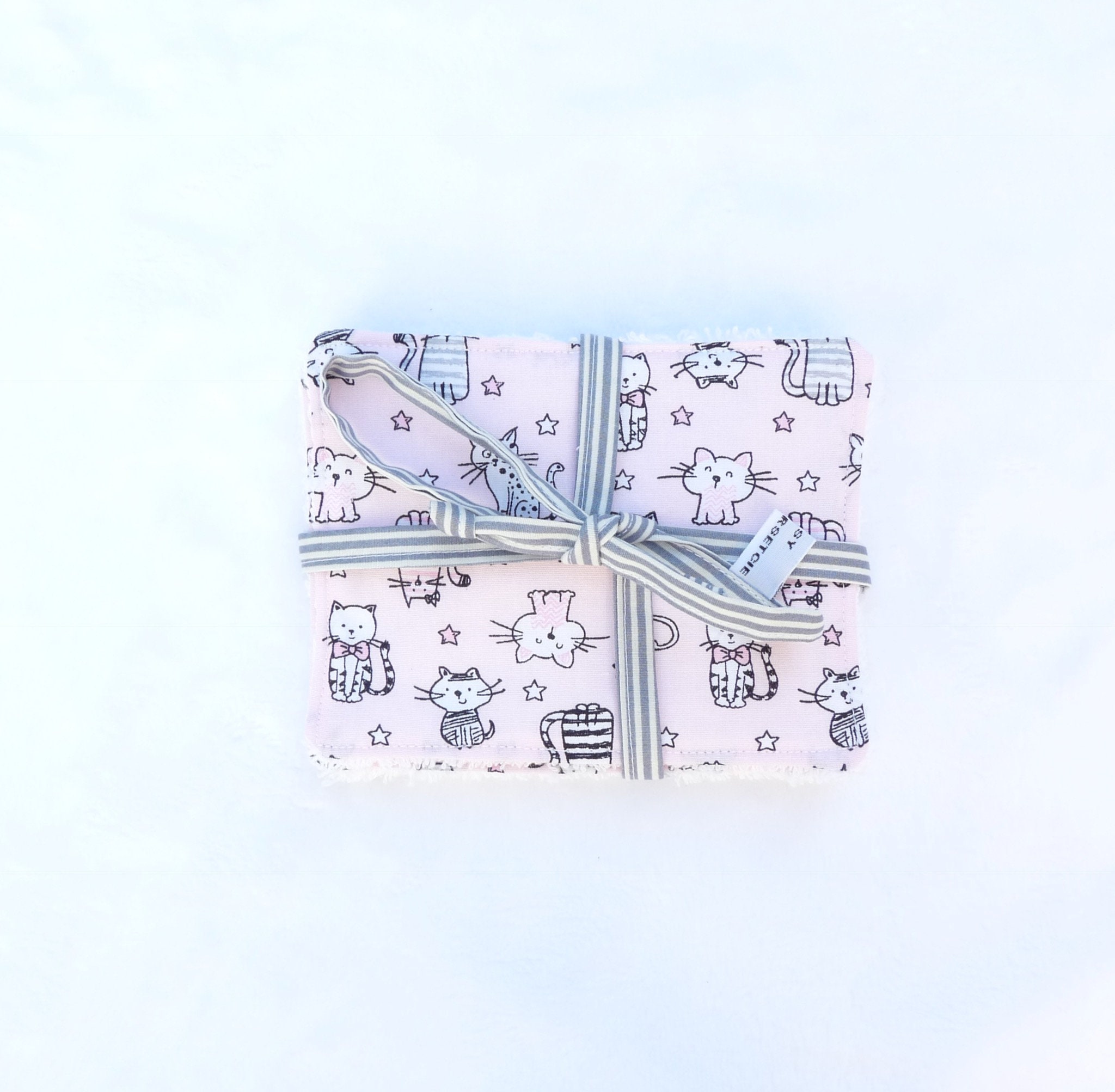 Ensemble 4 Lingettes/Cotons Écologique Bébé Fille« Chachacha » Pink Etsy - Bavoirsetcie