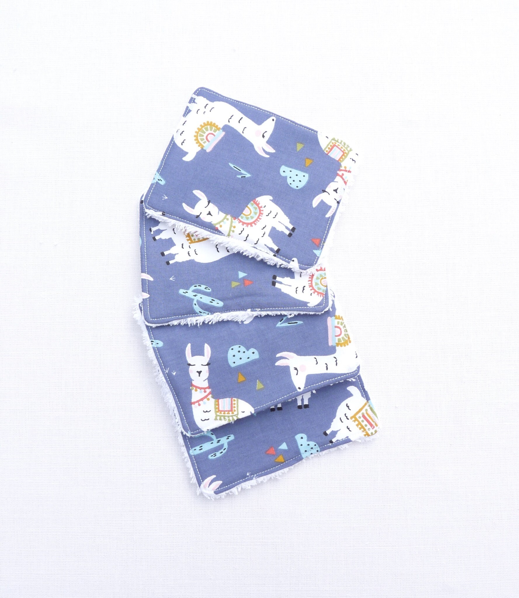 Ensemble 4 Lingettes/Cotons Écologique Bébé Fille« Chachacha » Blue Etsy - Bavoirsetcie