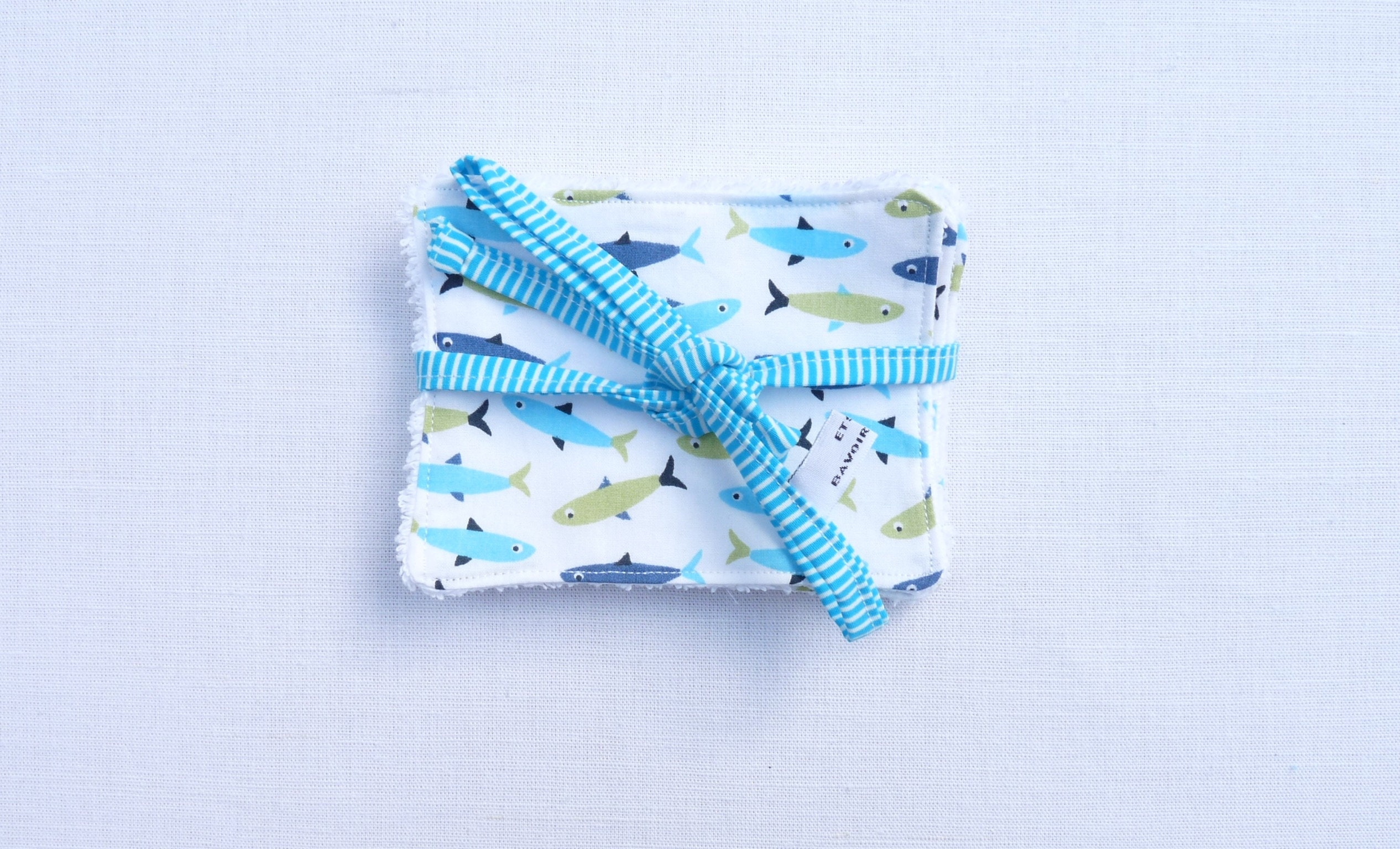 Ensemble 4 Lingettes/Cotons Écologique Bébé « Baleines » White Etsy - Bavoirsetcie