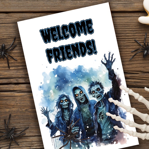 Welcome Friends - Halloween Party Guest Book Halloween Party Guestbook, Zombie Theme Event Book, Whimsical Halloween Party Decor