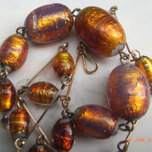 Art Deco Bohemian Opalescent Foil Glass Beads Necklace