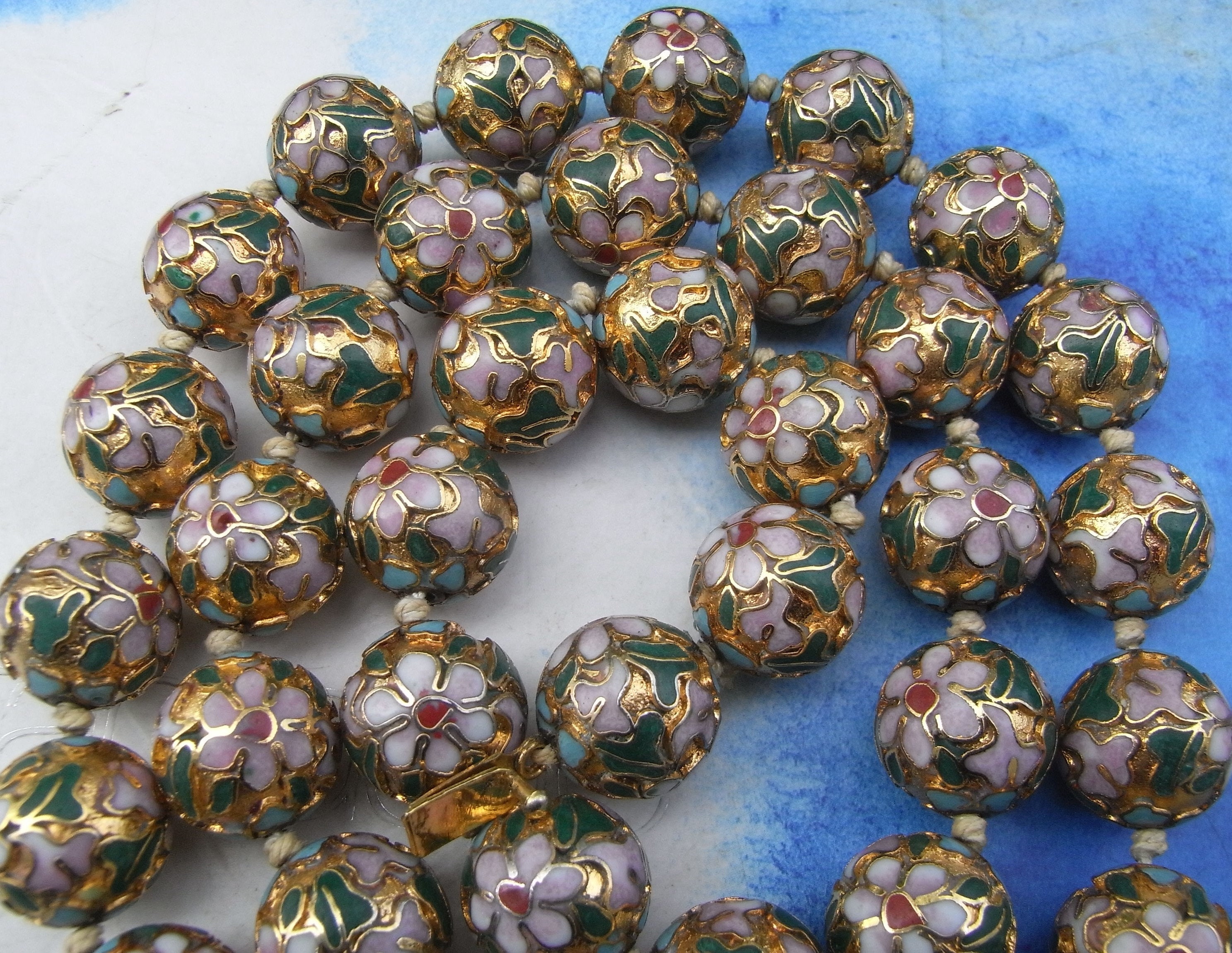 Art Deco Chinese Cloisonne Enamel Beads Necklace