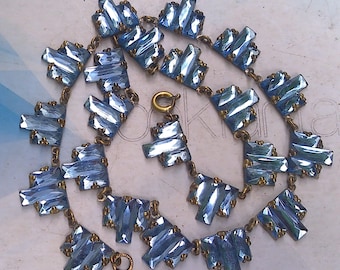 Art Deco Czech Bohemian Geometric Vauxhall Mirrored Glass beads Necklace