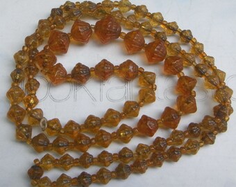 Art Deco Pressed Glass Neiger Brothers Translucent Beads Necklace Czech