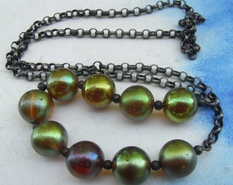WMF Ikora Myra Glass Iridescent Beads Art Deco Necklace