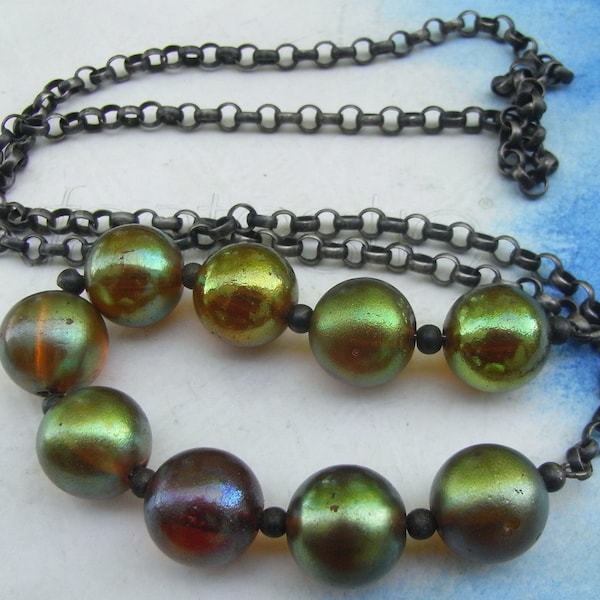 WMF Ikora Myra Glass Iridescent Beads Art Deco Necklace