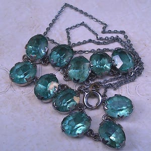Collana in vetro di Murano con cristalli blu Art Déco