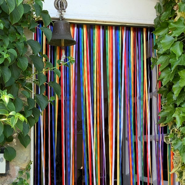 Regenbogen – Pride Ribbon Vorhang – maßgefertigter Türvorhang/Fliegenvorhang/Insektenschutz/Wandbehang/Fensterjalousie/Regenbogen-Dekor/Hintergrund