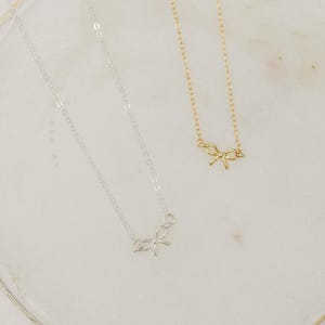 Bow Necklace | Delicate Bow Pendant Necklace | Minimalist Gold Necklace | Silver Dainty Bow | Valentine&#39;s Day Gift for her
