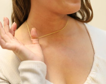 Gold dainty layering chain | Perfect everyday necklace | link choker necklace | Minimalist necklace | gift or her | simple gold chain