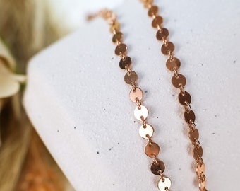 Rose gold layering necklace | Sequin choker | Delicate disc layering necklace | dot chain | rose gold layering chain | everyday jewelry