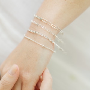 Dainty Sterling Silver Chain Bracelet | Starburst Adjustable Bracelet | Sterling Silver Chain | Minimalist Jewelry | Christmas Gift For Her
