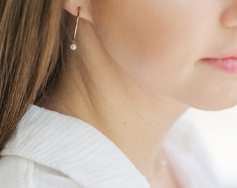 Gold pearl hoop earrings | Freshwater Pearl Hoops | Bridal Jewelry | 14K Gold filled Dainty Earrings | Bridesmaid Jewelry | June birthstone