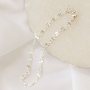 Dainty Sterling Silver Chain Bracelet | Starburst Adjustable Bracelet | Sterling Silver Chain | Minimalist Jewelry |Christmas Gift For Her