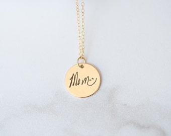 Personalized Handwriting Jewelry | Custom Engraved Necklace | 14K Gold Filled Pendant | Mother's Day  | Gift for her | Memorial Jewelry