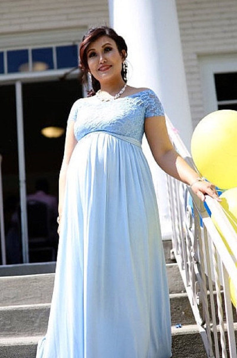 ELLA Off Shoulder Maternity Dress for Baby Shower Blue baby Etsy