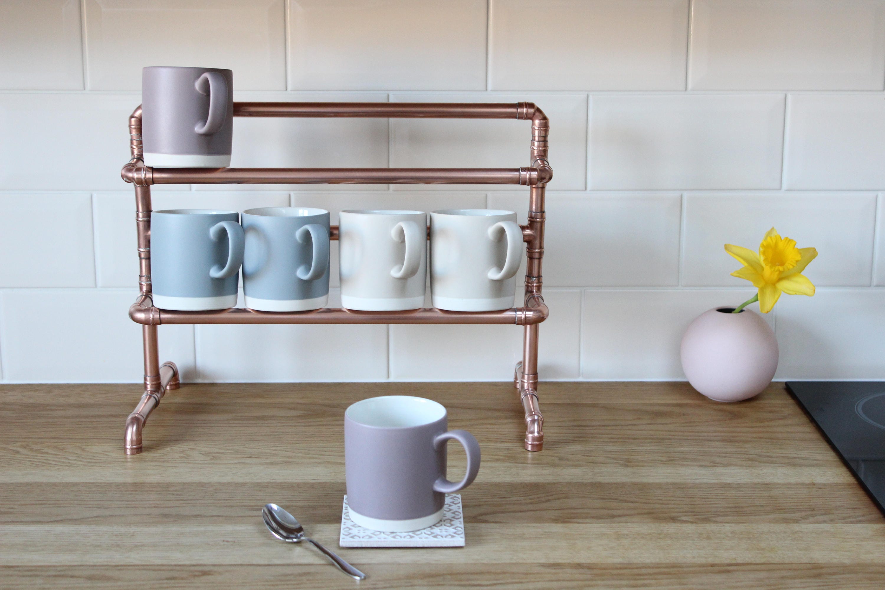 Copper Mug Holder Mug Tree Tea Cup Stand Copper Kitchen Etsy