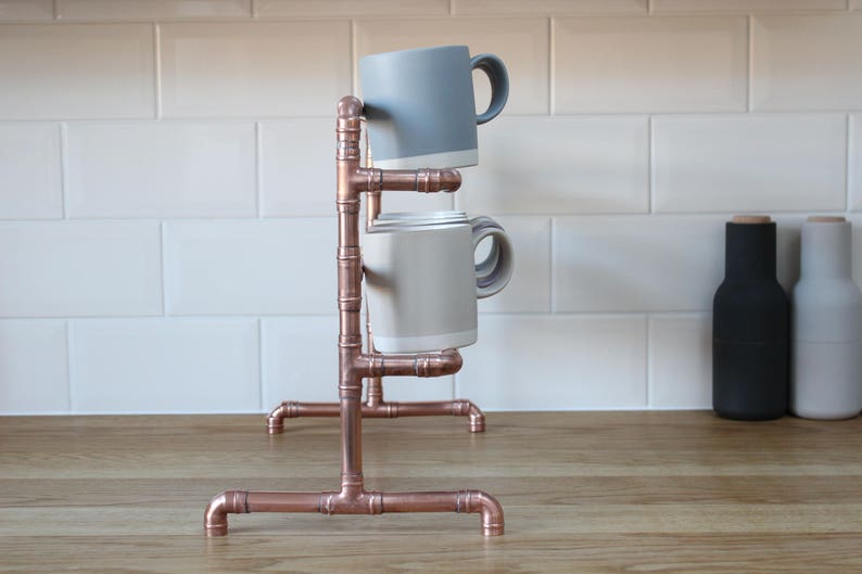 Copper Mug Holder Mug Tree Mug Stand Copper Kitchen Etsy