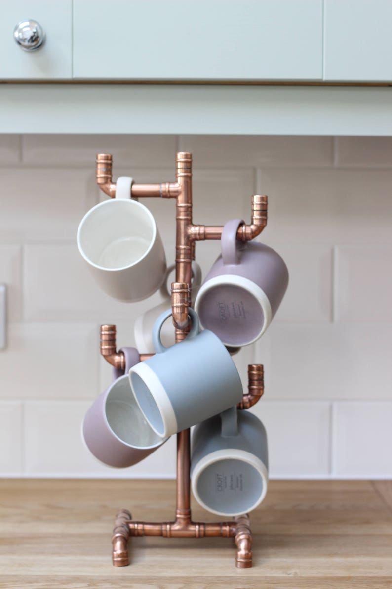 Copper Mug Tree Holder Tea Cup Stand Handmade Industrial Etsy