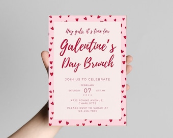 Galentine's Day Brunch Invitation, Cute Lunch with Babes, Friendship Celebration, Retro Ovaries Before Brovaries Invite, Editable Template