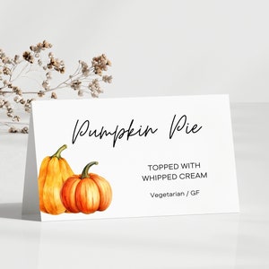 Editable Thanksgiving Food Tent Template, Fall Pumpkin Season Buffet Labels, Place Cards, Fall Food Labels, Card Tent Signs Autumn Dinner