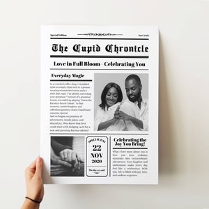Periódico Valentines Cupid Chronicle, Plantilla Canva editable, Plantilla de periódico personalizada, ¿Serás mi San Valentín, Tarjeta moderna de carta de amor?