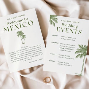 Modern Minimalist Welcome Letter & Timeline Template, Destination Wedding Info, Mexico Wedding Order of Events, Itinerary - Card and Mobile