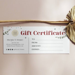 Vakantie cadeaubon sjabloon, DIY afdrukbare cadeaubon, kerst bewerkbare cadeaubon, spa salon cadeaubon, Canva-sjabloon