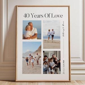 50e verjaardag fotocollageposter, 50 jaar huwelijk grootouders cadeau, ouders presenteren familie, aangepast cadeau voor foto's man of vrouw