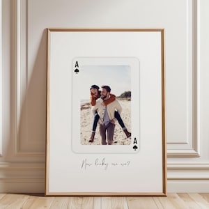 How Lucky Are We Poster Print, Couples Photo Card Print, Wedding Engagement Anniversary Gift, Valentine's Day, Gift For Mom Wife Husband