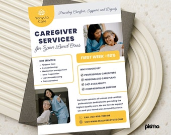 Caregiver Service Flyer: Home Health Care Template (DIY Canva)