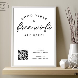QR Code WiFi Password Sign: Scan to Connect (Editable Template)