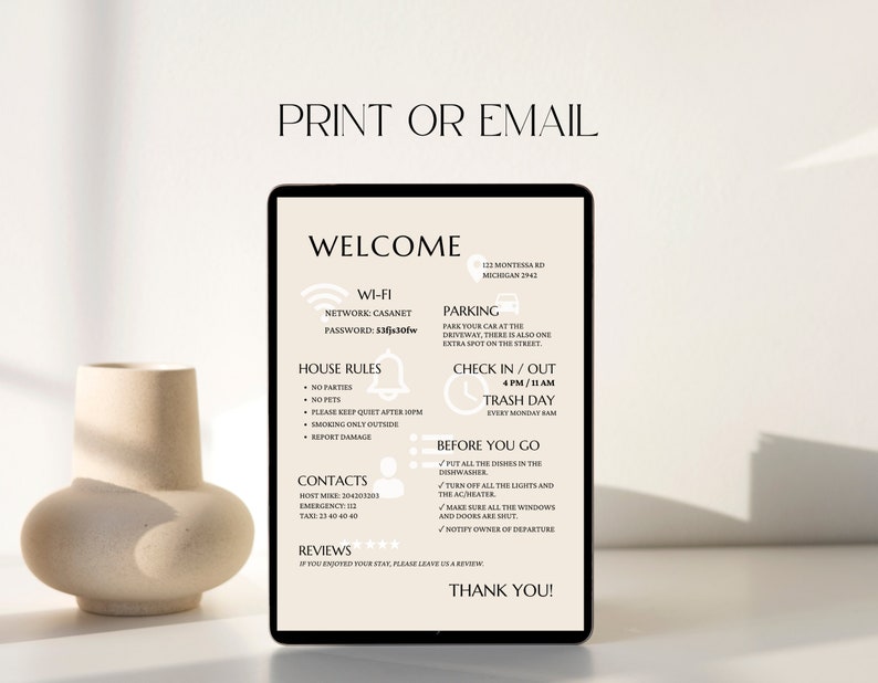 Editable Airbnb Welcome Sign Template: Vacation Rental Poster (Digital Download) image 6
